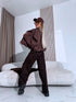 "MANAGE 32371" suede-like jacket - choco